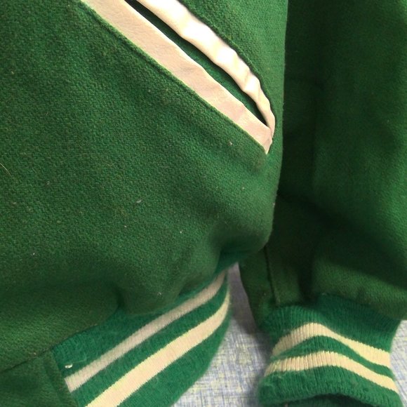 Vintage Kaye Bros. Green Custom Letterman Jacket Wool - Picture 3 of 11